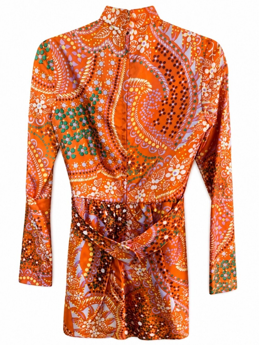 Vintage Cole of Columbus Psychedelic Mod Go Go Romper XS S Orange Mini Dress